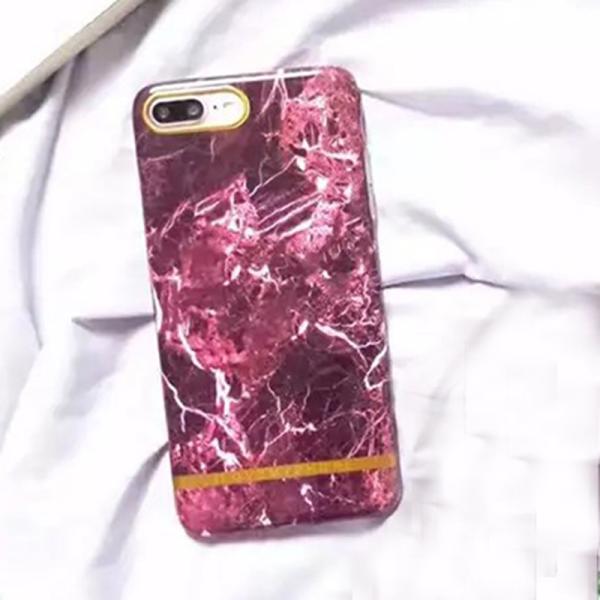 Soft IMD Smooth Marble Lines Back Cover Cell Phone Case For iPhone 7 6s Plus with Rope Hole