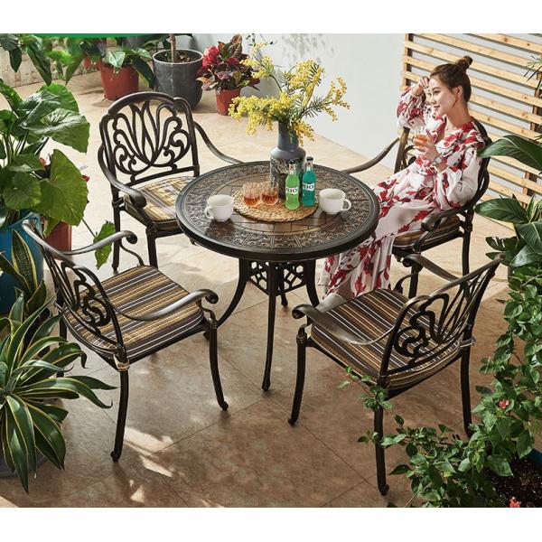 65*65*90cm Cast Aluminium Stacked Chairs for Dining Restaurant Outdoor Garden Balcony