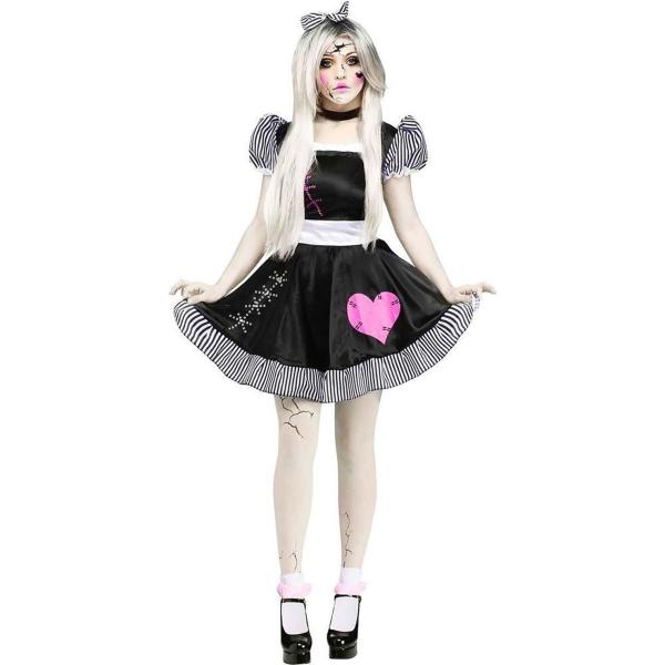 Style poupée fantôme féminine costume de cosplay pour la fête d'Halloween Costumes de danseuse de scène en noir
