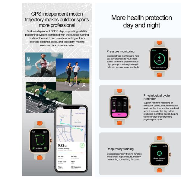 S216 Smart Watch Health Monitoring Watch GPS Bluetooth Calling Built-In 1.78'' AMOLED Screen