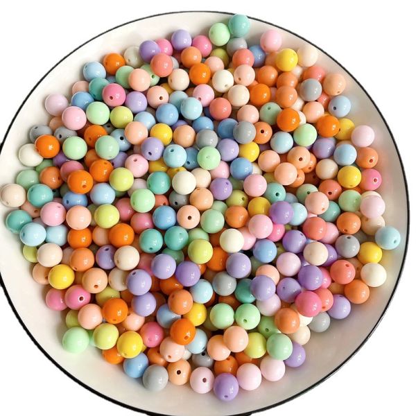 Acrylic Shiny Solid Color Beads Candy Color Nonporous Straight Hole Bead Beads Door Curtain Diy Accessories Wholesale