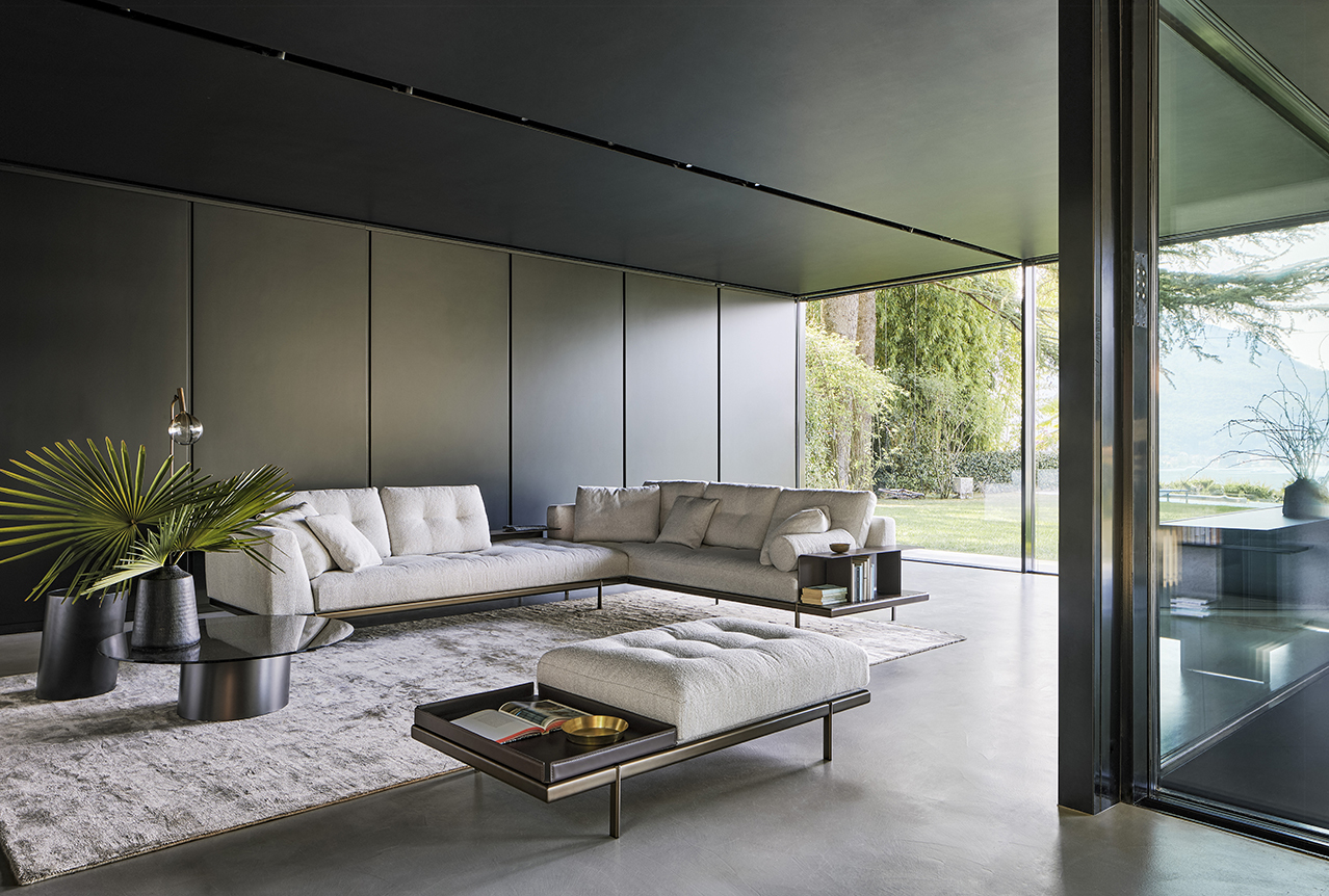 Modern Modular Sectional Sofa with Powder-coated Steel Base and Solid Wood and Plywood Inner Frame, HR Foam Office Reception Sofa