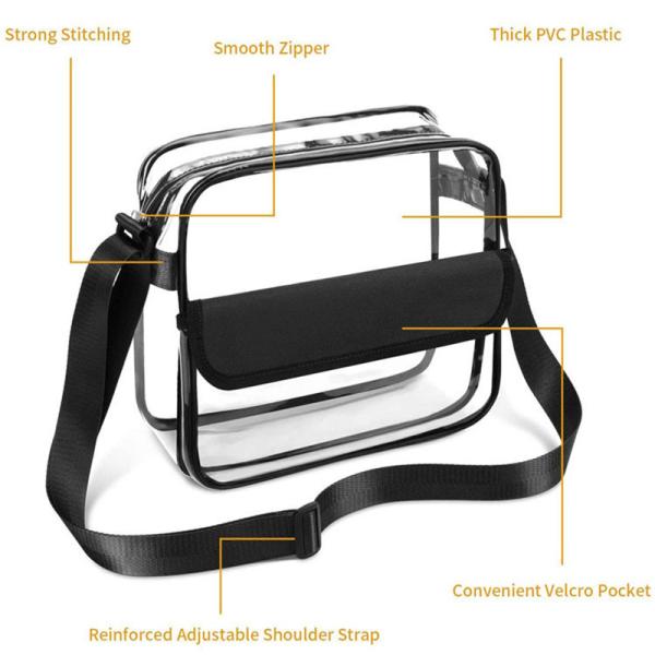 Customized Logo Clear Crossbody Purse Bag Letter Patches Available Stadium Approved Gym Clear Shoulder Tote Bag