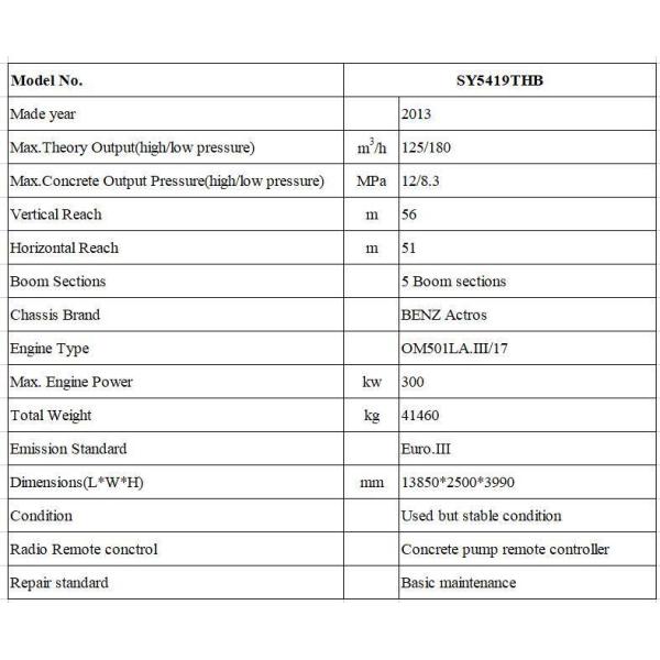 Processo de usinagem hidráulica de 56 metros de caminhão montado bomba de concreto para chassi Benz vermelho