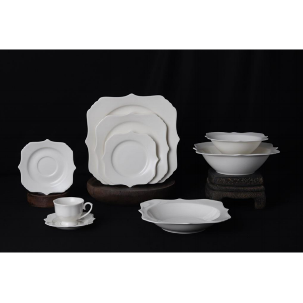 new bone china - square victory  dinning set  white glaze for daily used ceramics