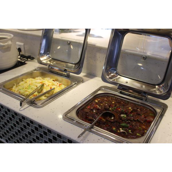 Шведский стол дисплея ссаживая блюда шведского стола оборудования ресторана приспособленный станциями горячий