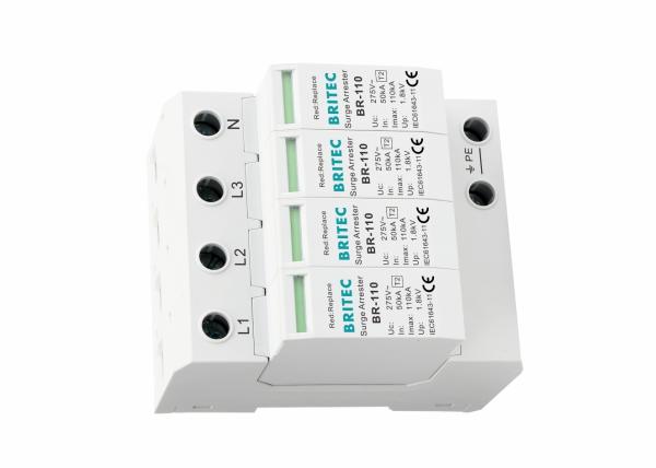 110kA SPD 4 Pole AC Power Surge Protector Low Residual Voltage