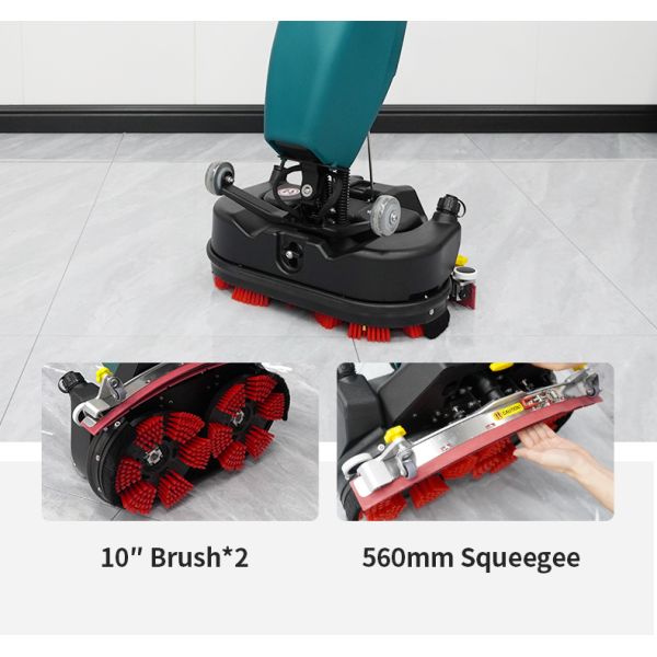 Battery Powered Mini Floor Scrubber Buffer Cleaning Machine Hand Pushed Industrial