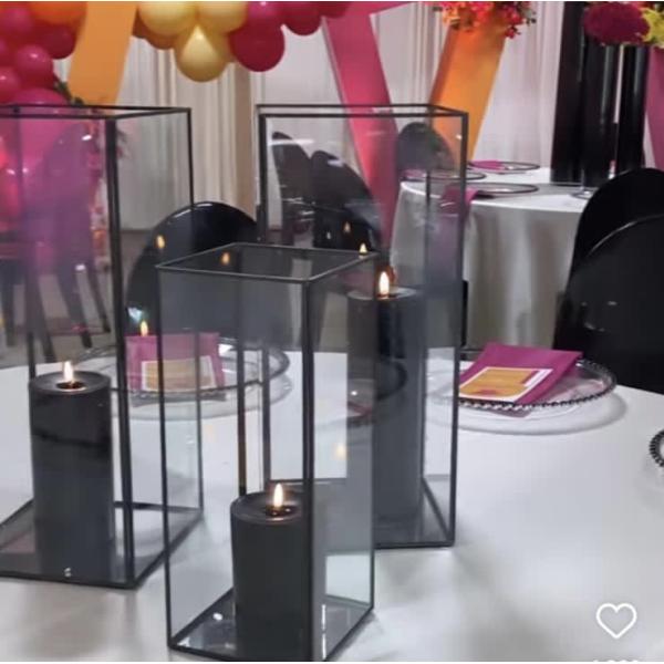 Black Wedding Candle Holder Centerpieces Candelabra For Table 40cm 45cm