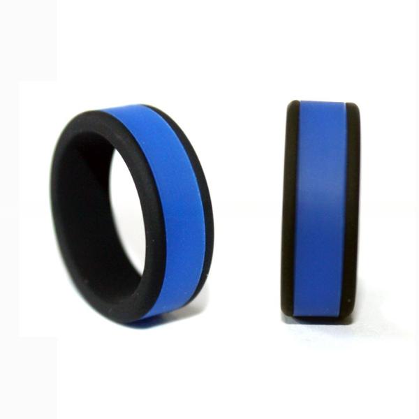 Men Silicone Rubber Wedding Ring Breathable Flat Edge Third Party Appraisal For Engagement