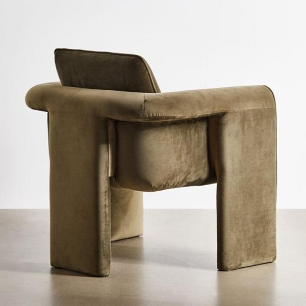 Single 75*82*70cm Beige Velvet Armchair Living Room Sofa