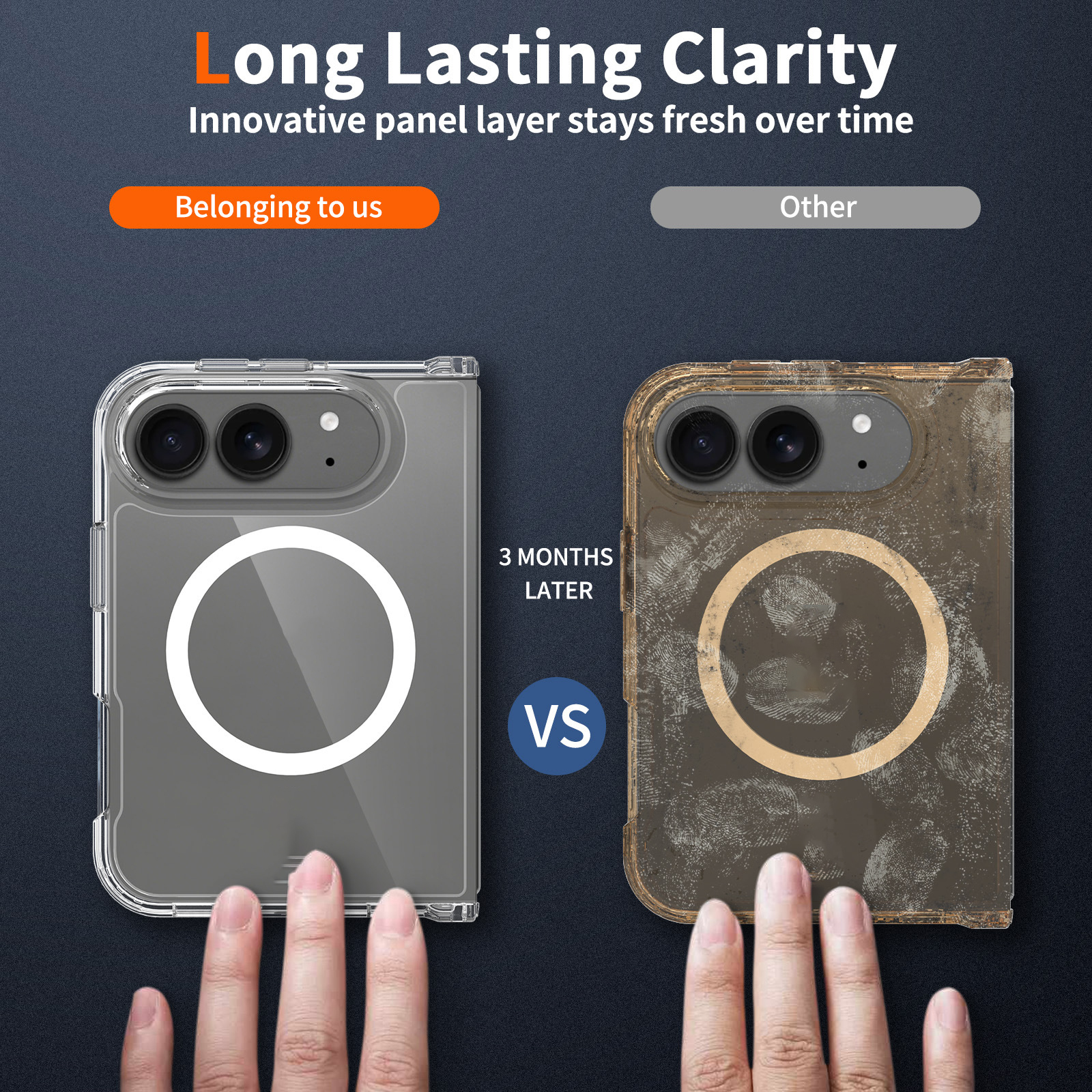 Laudtec Hard Pc Clear Phone Cases Shockproof Mobile Case Strong Magnetic Lightweight Custom Logo Oem for Iphone 18 Fold Sjk1119