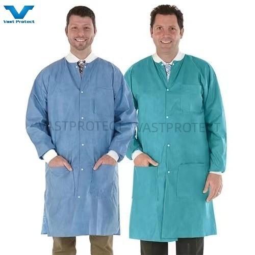 Label Accessories Unisex Disposable Lab Coat Nonwoven Jacket For Food Processing OEM