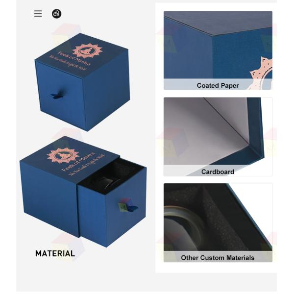 Luxury Rigid Cardboard Custom Logo Stamping Paper Drawer Candle Gift Box Packaging Wholesale Private Label