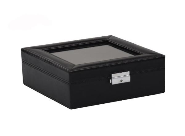 Six - Pack Black Pu Leather Watch Collection Box Customized Size ROHS Approval