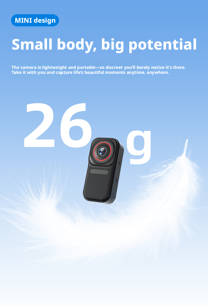 Thumb Camera 170° Wide Angle Mini Action Camera WiFi Pet Camera 120min Battery for Travel Outdoor Hiking Adventure