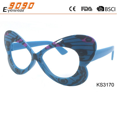Girl's plastic sunglasses, lovely Butterfly frame,non-toxic safe