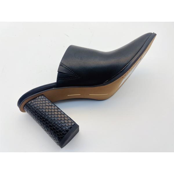 One Piece Upper Shoes Soft Nappa Leather Black Square Toe Pump Shoes