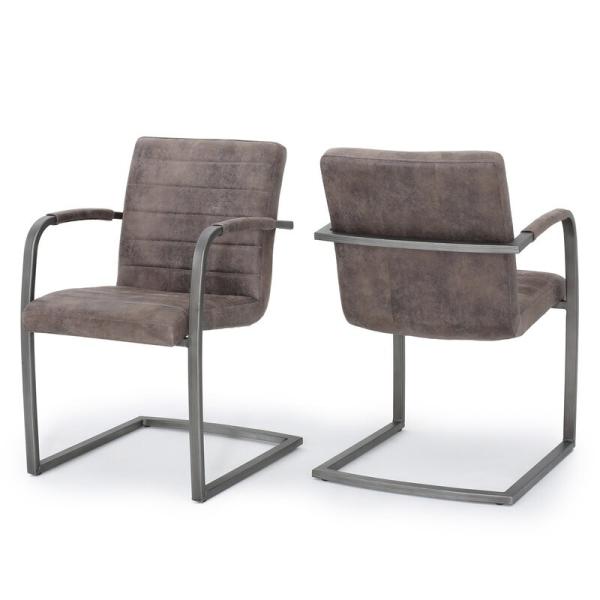 U Shape Microfiber Foam 850mm Metal Armrest Leisure Dining Chair