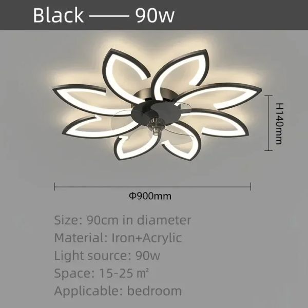 Remote Control Living Dining Table Room Bedrooms Fan Lighting Fixtures Petals led Ceiling fan light(WH-CLL-57)