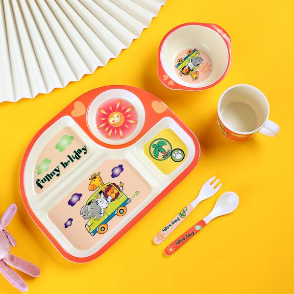 Cute Cartoon Children'S Melamine Dinnerware Set Plate Bowl And Cup BPA Free