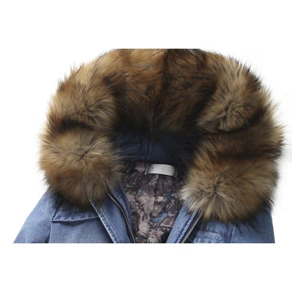 2020 Fur Collar Denim Jacket Winter Waterproof Thick Cotton-padded Hooded Jeans Coat Women