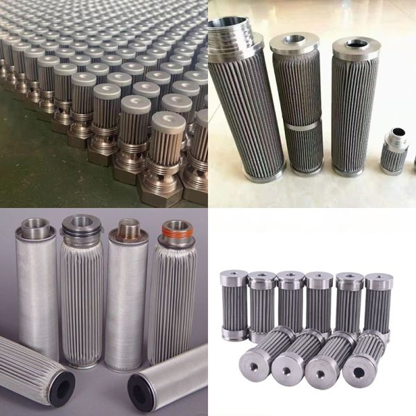 Backwashable Titanium Stainless Steel Mesh Sintered Porous Metal Filter Cartridge OEM