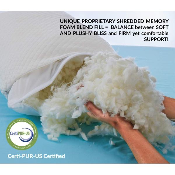 Anti-Static Shredded Memory Foam Fill Pillow for Sleeping Washable Cover from Bamboo Derived Rayon