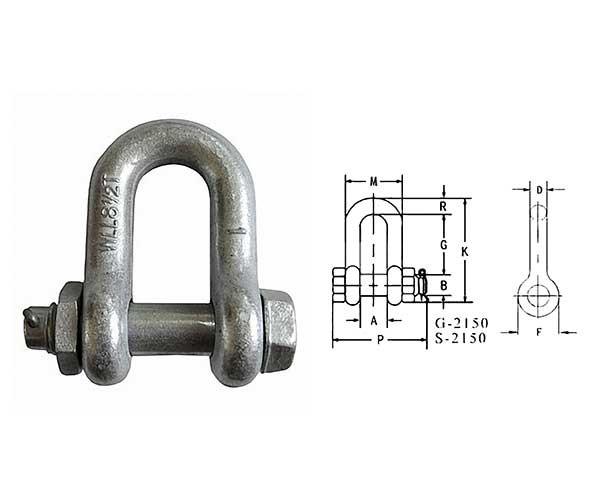 Safety Chain Bolt Type Anchor Shackle 5/8 Small D Ring