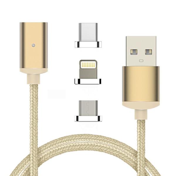 Type C 3 In 1 Magnetic Micro USB Date Cable 3.3 FT with 3 Adapters for Android