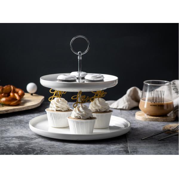 Contemporary 2 Tier Porcelain Cake Stand Tableware Accessories