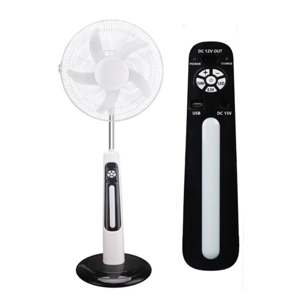 Aluminum 16 Inch Solar Fan AC DC 12V With LED Light Solar Powered Floor Fan