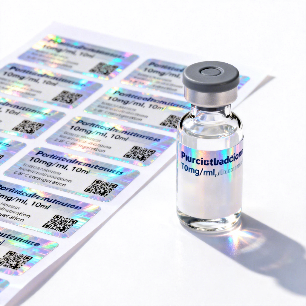 Custom Spot UV Waterproof 5ml 10ml Vial Peptide Labels Roll Glossy Vinyl Paper Stickers Packaging Label for Vial Glass Bottle