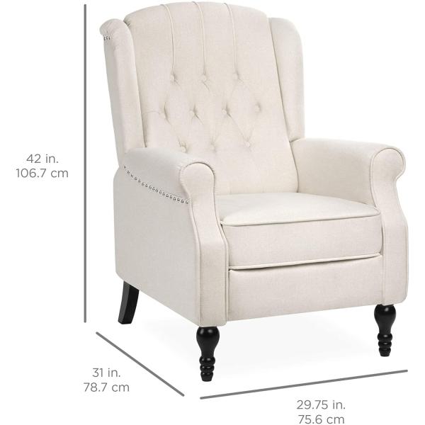 Tufted Upholstered Wingback Push Back Swivel Recliner Armchair , Comfy Recliner