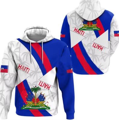 Nome personalizado Número Haitiano Suéter de sublimação completa Nação Bandeira País Impresso