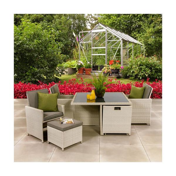 AJUNION PE Rattan Outdoor Dining Furniture Set for 4 Seating Compact Garden Furniture