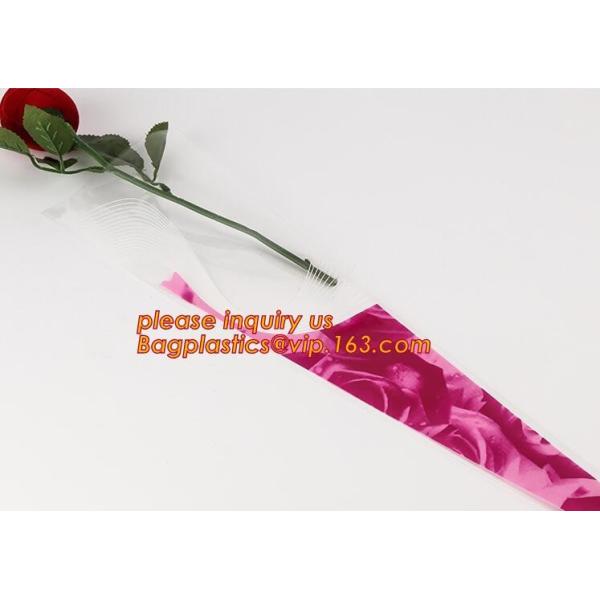 Paper box flower sleeve single rose flower wrapping sleeve,imprineted color high transparence clear flower sleeve PACK