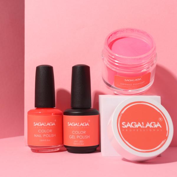 Professional Color Matching Soak Off Led Gel Polish and Nail Polish With High Pigment Dip Powder 3 in 1ombre Kit