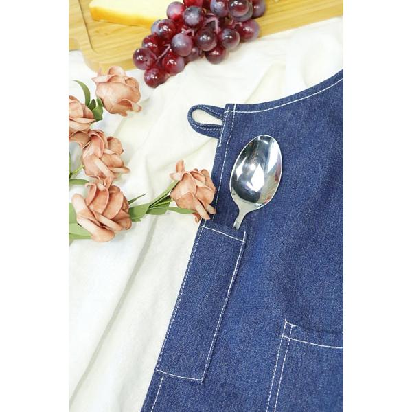 Skin Friendly Kitchen Cooking Apron , Breathable Washable Denim Chef Apron