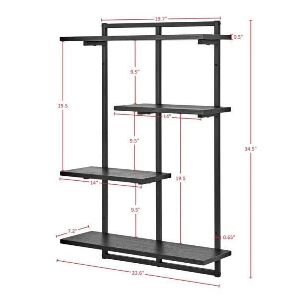 Customized Logo Metal Frame Floating Shelf for Kitchen Appliance Storage and Display