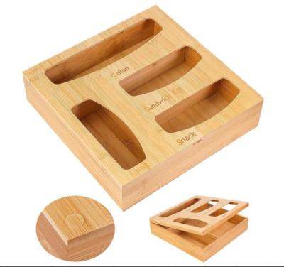12x12x3 Inch Bamboo Kitchen Storage Ziplock Bag Storage Organizer