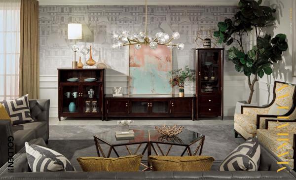 Light luxury furniture of living room Solid wood TV stand Wall cabinet unit set with Coffee table