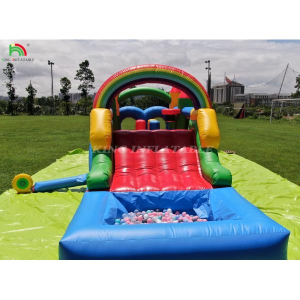 Kids Outdoor Party Inflatable Obstacle Bounce House With Slides , Ball Pit , Climbing , Obstacles , Blower