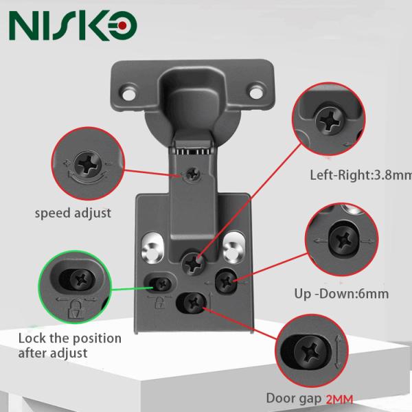 Charnière hydraulique réglable 4D de qualité supérieure pour porte d'armoire