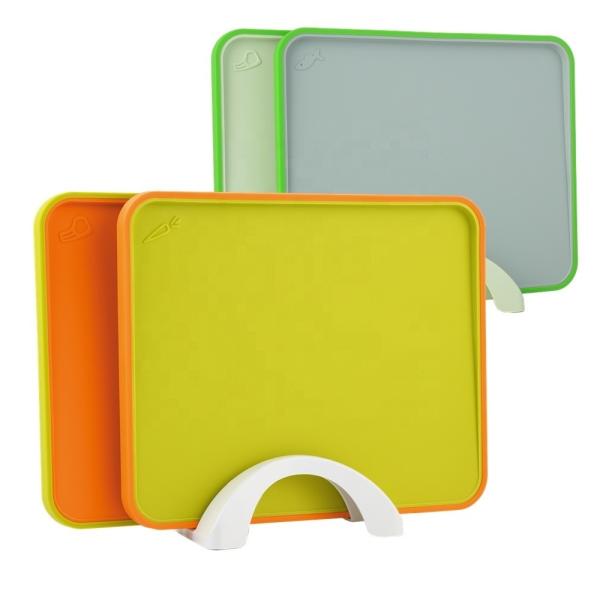 Custom Colored PP Chopping Blocks With Tray Index Plastic Cutting Board Set Large Size