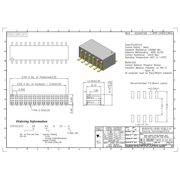входа строки соединителя заголовка PCB 2.54mm соединитель 2*2PIN держателя двойного поверхностный к 2*40PIN