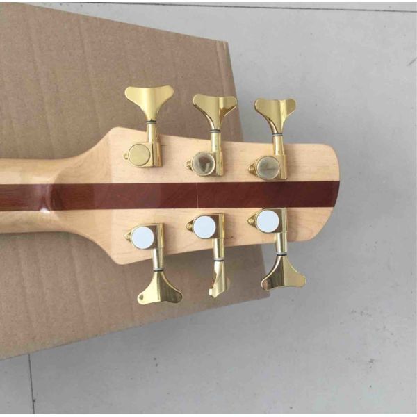 Custom Burst Maple Top 6 Strings Bass Guitar Neck Through Body Ebony Fingerboard Active Pickups Electric Bass