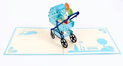 Le landau 3D de bébé sautent la carte de voeux avec l'impression offset blanche de couleur de l'enveloppe CMYK