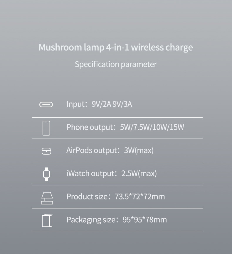 Новый дизайн беспроводной зарядной станции с ночной лампой для iPhone Airpods и IWatch