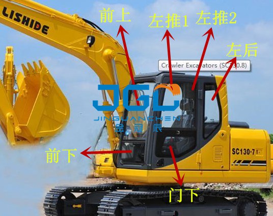 SC130 220 230 210 320 330 360-7 Ventanas delanteras y traseras Puertas traseras de la excavadora